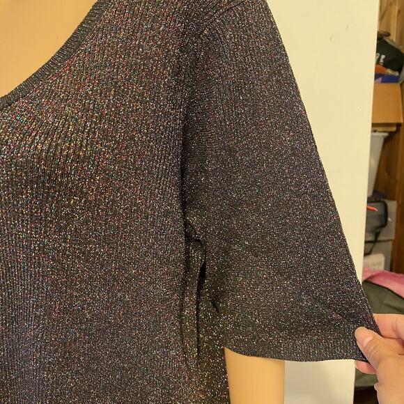 August Silk Knits Womens Cream Silk Knit V-Neck Pullover T-Shirt Size 1X - Picture 7 of 8